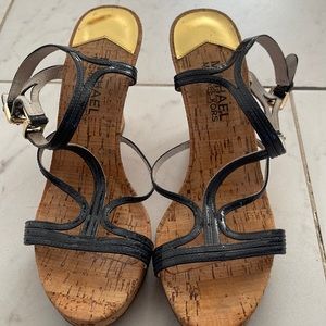 MICHAEL Michael Kors Black and Gold Sandals